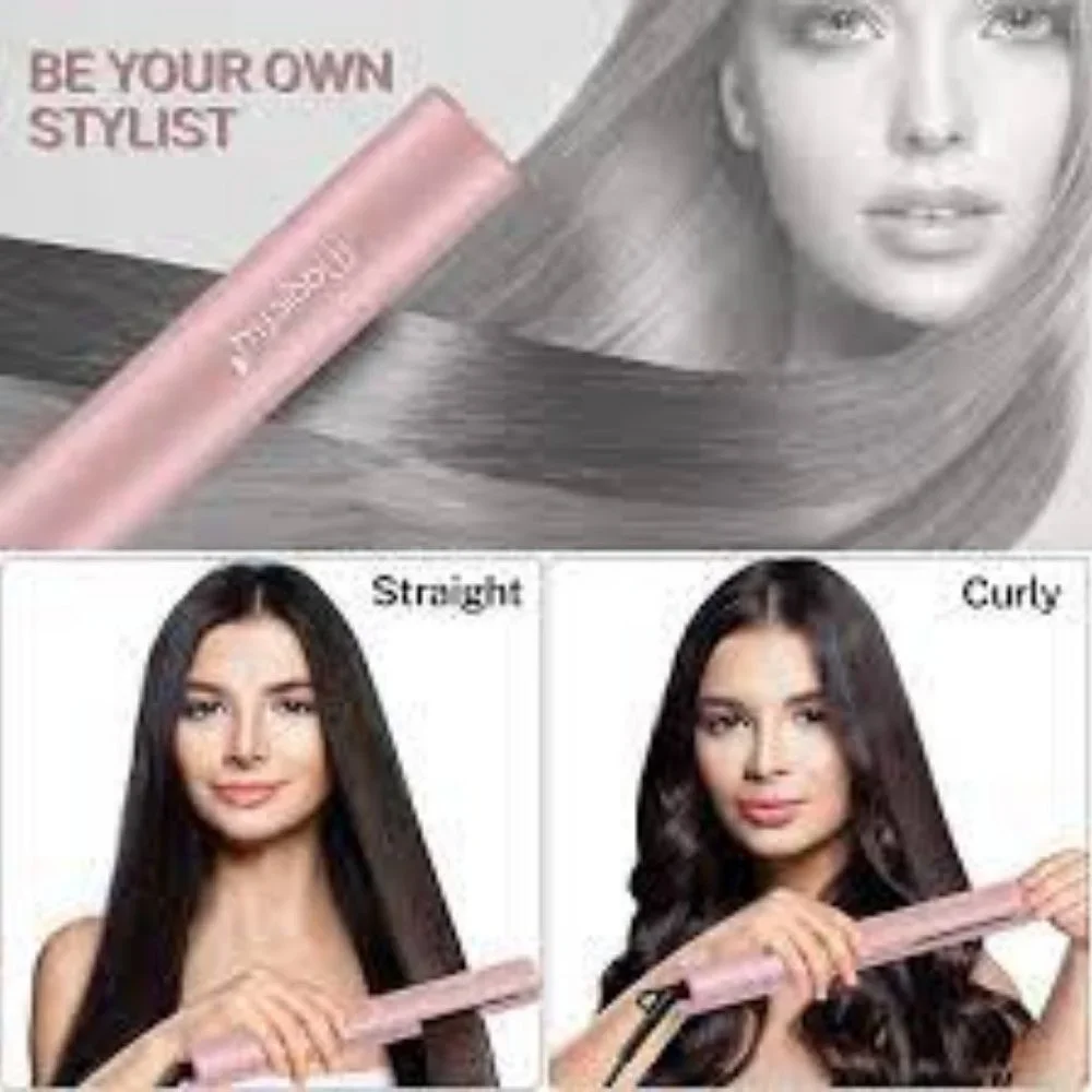 NEW MAGICFLY CERAMIC TOURMALINE IONIC FLAT IRON HAIR‎ STRAIGHTENER PINK